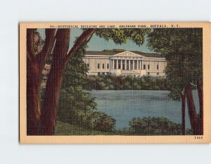 Postcard Historical Building and Lake Delaware Park Buffalo New York USA