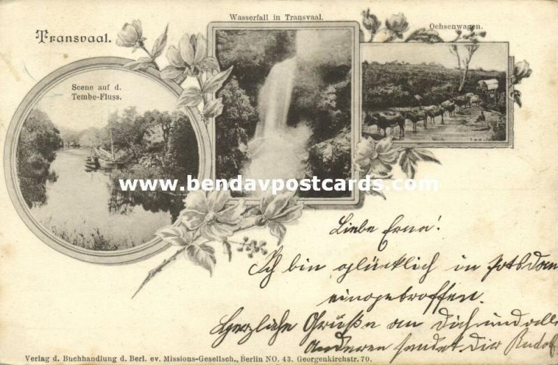 south africa, TRANSVAAL, Multiview, Waterfall, Ox Cart, Tembe River (1908)