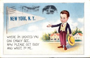 New York City Where I'm Located Pennant Series 1914