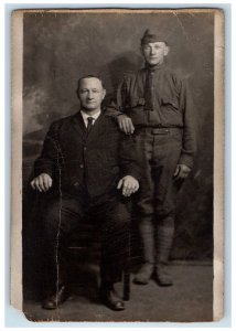 c1910's WWI US Army Soldier Uniform Kauffman Cowell PA RPPC Photo Postcard 