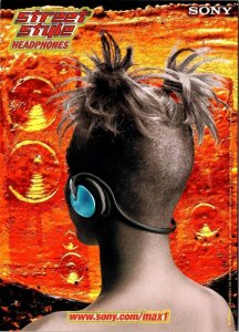 4X6 Advertising Postcard  SONY STREET STYLE HEADPHONES  Music~Electronics