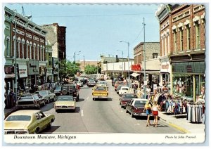 c1970's Downtown Street View Cars Stores Manistee Michigan MI Vintage Postcard