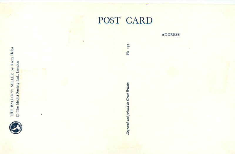 Medici Postcard Racy Helps PK197 Dressed Rabbits The Balloon Seller