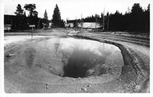 F36/ Yellowstone National Park Wyoming Postcard 40s RPPC Morning Glory Pool 