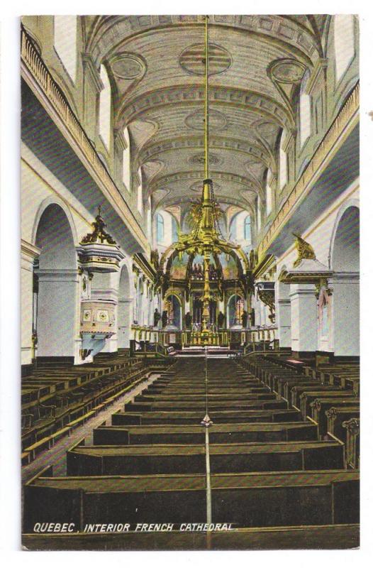 Quebec Canada Postcard Interior French Cathedral Vintage