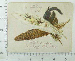 1880's Lovely Bird's Feathers J.F. Schipper & Co. Christmas Victorian Card &S