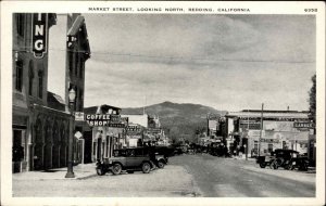 Redding California CA Market Street Scene Classic Cars Vintage Postcard