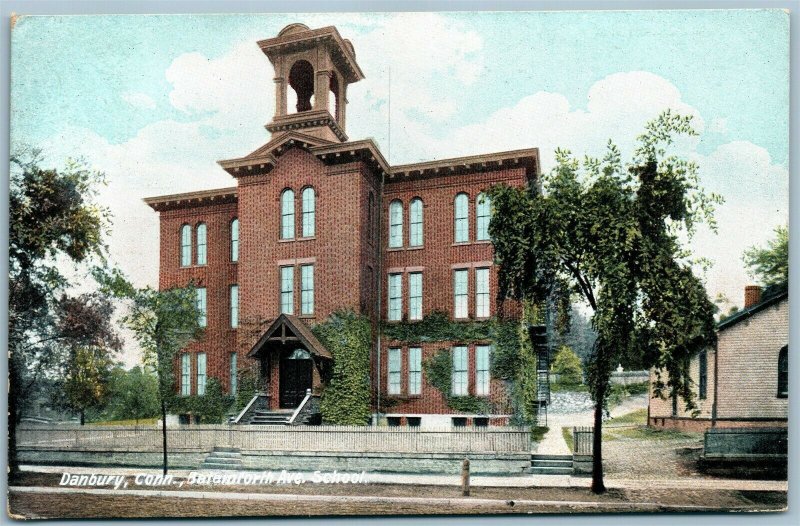 DANBURY CT BALMFORTH AVE SCHOOL ANTIQUE POSTCARD