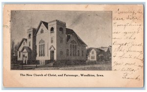 Woodbine Iowa Postcard New Church Christ Parsonage Exterior 1906 Vintage Antique