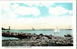 View of Harbor Entrance, Scituate MA Vintage Postcard G56