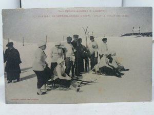 Vintage Postcard Group of People Enjoying Winter Sports at Luchon France c1910