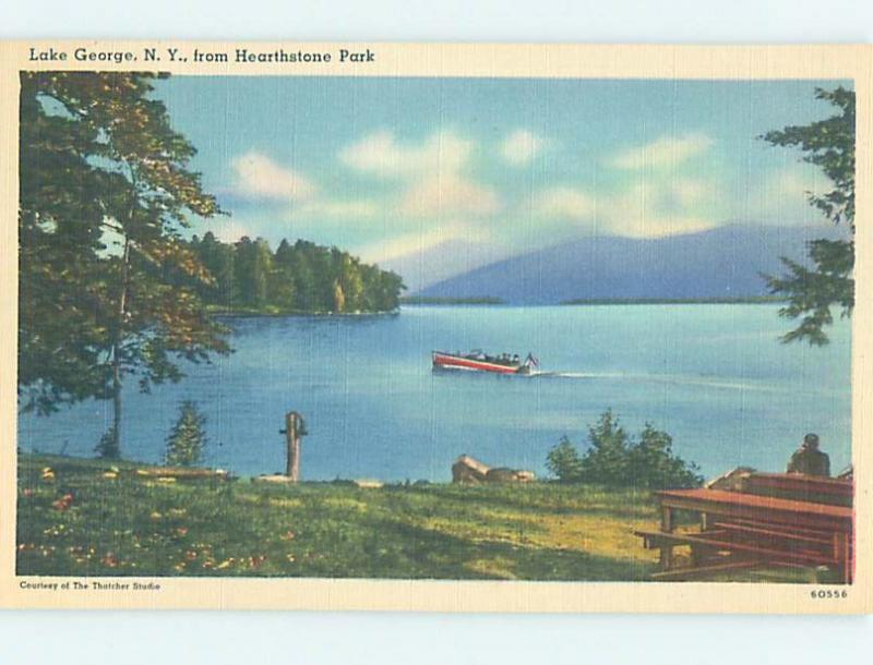 Linen WATER SCENE Adirondacks - Lake George New York NY hk2591