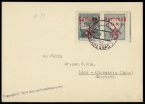 3rd Reich Sudetenland Karlsbad Mi 51 Masryk with Child Cover 56299