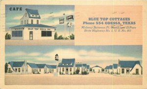 Blue Top Cottages roadside Odessa Texas Cafe Inn Mid West Map Postcard 20-13144