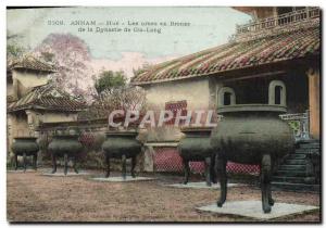 Old Postcard Hue Annam Indochina Bronze urns dynasty Gia Long