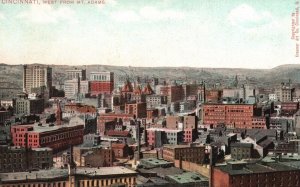 Vintage Postcard West From Mount Adams Buildings Cincinnati Southwestern Ohio OH