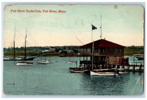 1909 Fall River Yacht Club Pier  Floating Home Fall River Massachusetts Postcard 