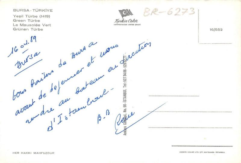 BR6273 Bursa Le Mausolee vert   turkey