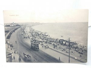 Tram on Seafront Thorpe Bay Southend on Sea Essex Vintage Antique Postcard 1910