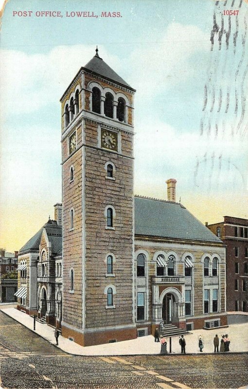 Lowell Massachusetts 1909 Postcard Post Office