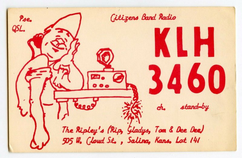 Nice Used QSL Radio Card From Salina Kansas KLH 3460