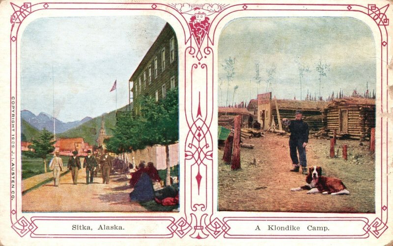 Vintage Postcard Sitka Alaska A klondike Camp Busy Street AK