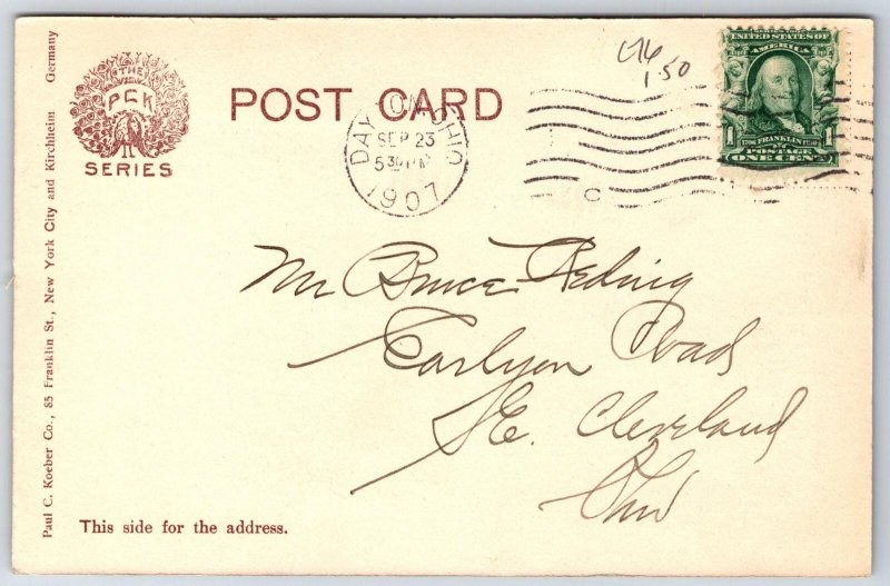 Dayton Ohio~Hotel Algonquin & Main Street~1907 Postcard