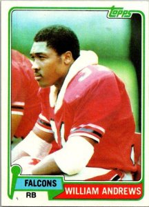 1981 Topps Football Card William Andrews Atlanta Falcons sk10265