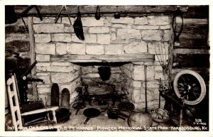 Kentucky Harrodsburg Old Fort Harrod Interior Of A Cabin Real Photo