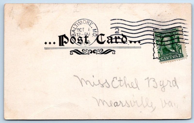 1906 BALTIMORE MARYLAND CUSTOM HOUSE POSTCARD TO ETHEL BYRD MEARSVILLE VIRGINIA