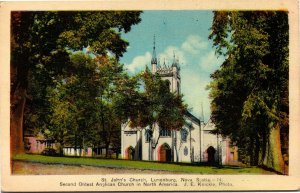 Vintage Postcard NS Lunenburg St. John's Anglican Church 1940s S104