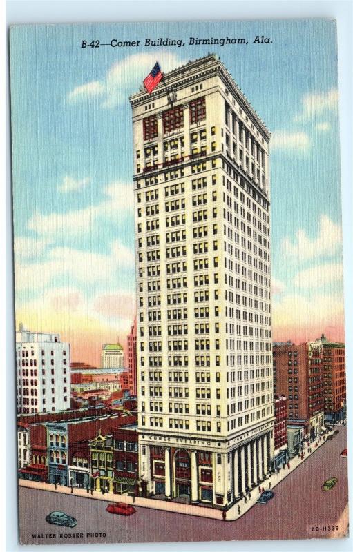 Comer Building Birmingham Alabama Vintage Linen Postcard C56