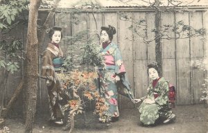 Japan culture & ethnicity Japanese Asian ethnic geisha type costume garden scene