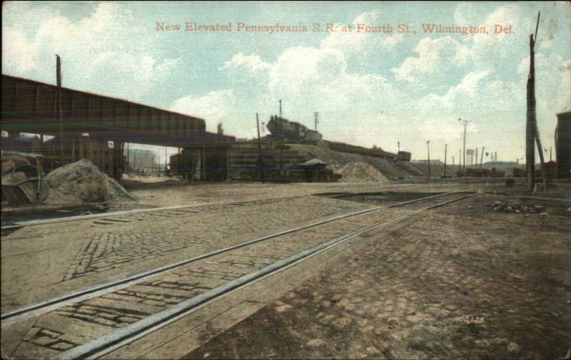 Wilmington DE Elevated Pennsylvania RR at Fourth Street c1905 UDB Postcard