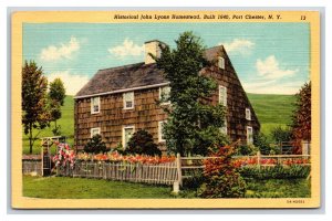 Historic John Lyonss Homestead Port Chester New York NY UNP Linen Postcard N24