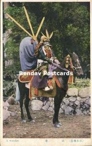 japan, Fully Armoured Samurai Warrior on Horseback (1910s)