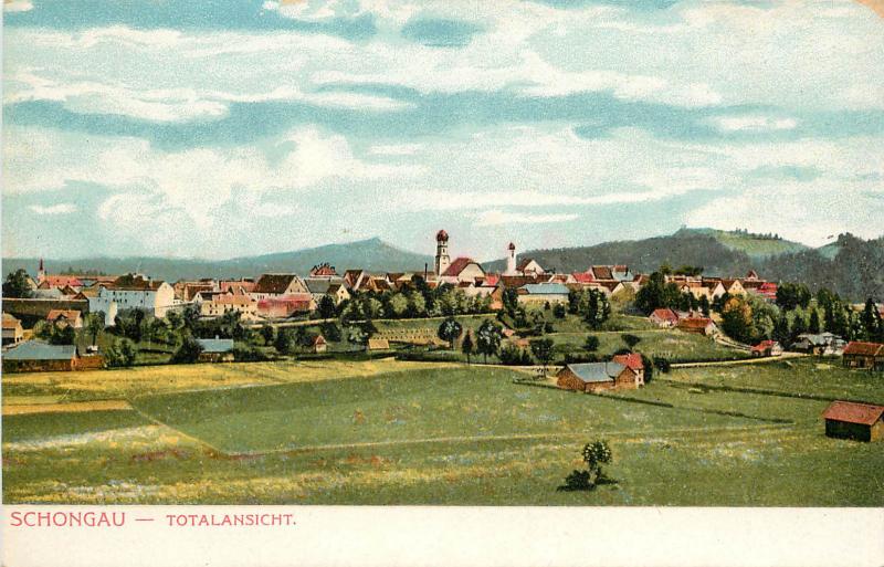 Vintage Postcard Schongau Overview Bavaria Germany