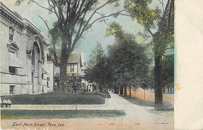 East Main Street Scene in Peru Indiana IN 1907 Divided Back