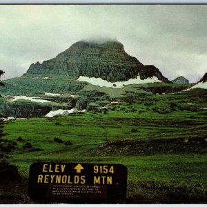 c1960s Glacier National Park, MT Sign @ Reynolds Mountain Chrome HS Crocker A217