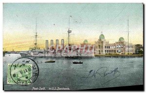 Old Postcard Boat War Port Said Egypt Egypt WSS Bacchant
