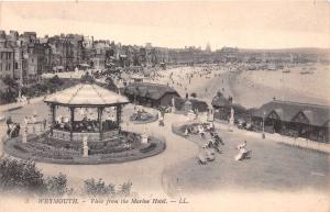 WEYMOUTH DORSET UK VIEW ROM THE MARINE HOTEL SHOWING BANDSTAND POSTCARD 1910s