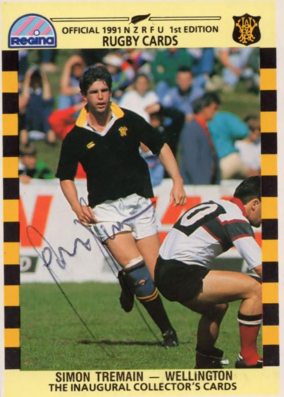 Simon Tremain Wellington Team Rugby 1991 Hand Signed Card Photo