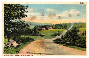 Postcard ROAD SCENE Salem Ohio OH AT6859