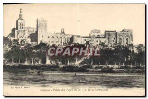 Old Postcard Avignon Popes' Palace seen from the Isle of Barthelasse
