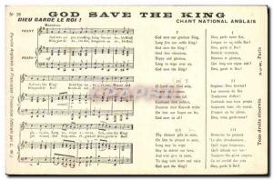 Old Postcard God Save the King National English Song