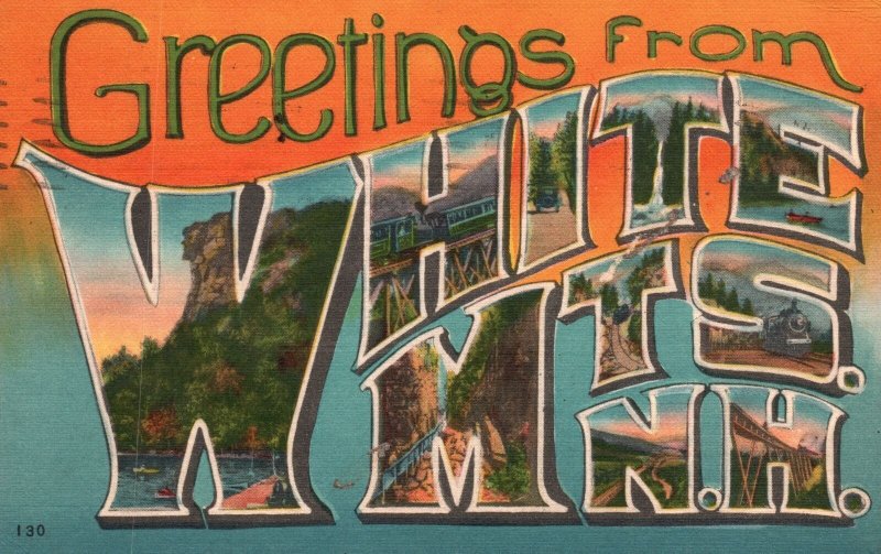 Vintage Postcard 1954 Large Letter Greetings From White Mountains New Hampshire