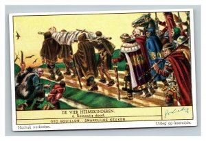 Vintage Liebig Trade Card - Dutch - 3 of The Four Sons of Aymon Medieval Set