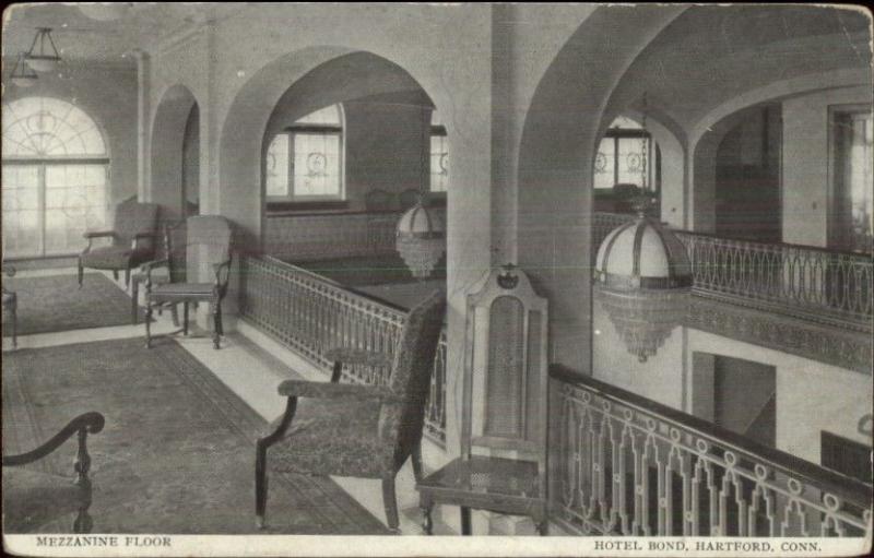 Hartford CT Hotel Bond Interior c1910 Postcard