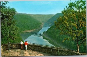 Postcard WV Ansted New River Canyon - view from Hawk's Nest State Park