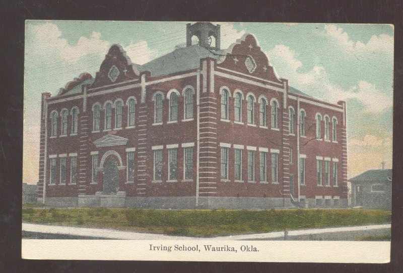 Waurika Oklahoma Irvinte High School Building 1910 Vintage Postcard